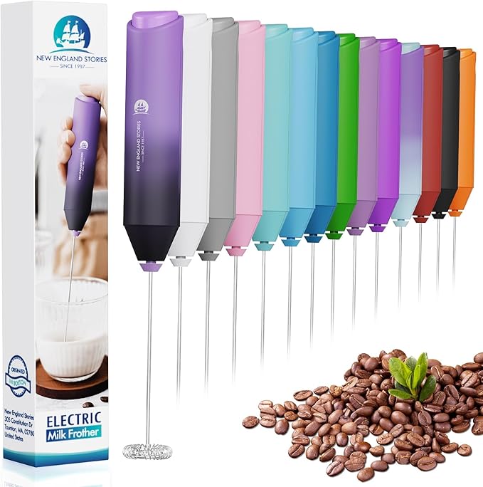 Powerful Milk Frother Handheld Foam Maker, Mini Whisk Drink Mixer by NewEnglandStories