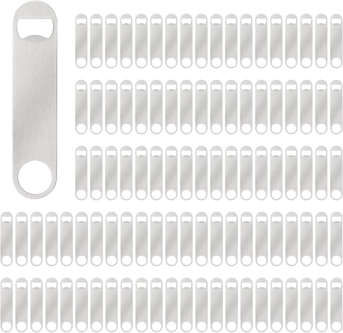 100 Pack Flat Beer Bottle Opener 7 inch Stainless Steel Flat Bottle Opener Beer by Yugada