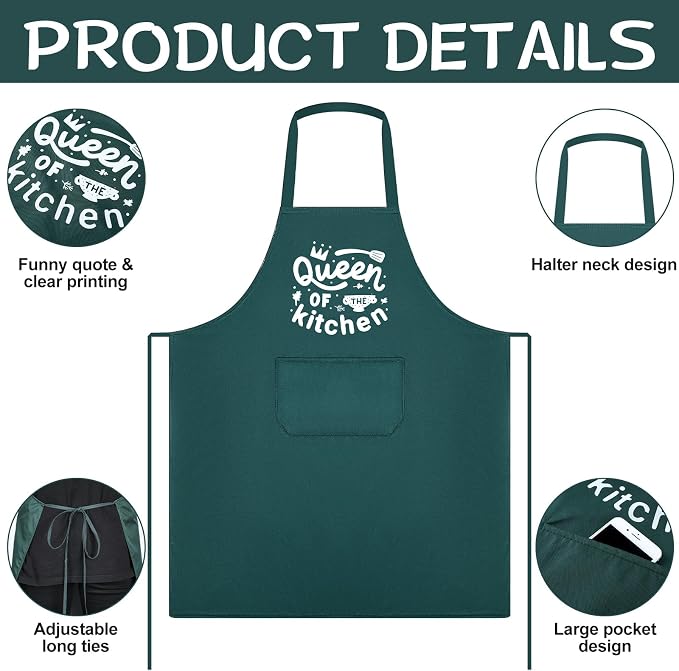 Jeyiour 3 Pack Funny Cooking Aprons Women Oil-proof Kitchen Aprons - Image 4