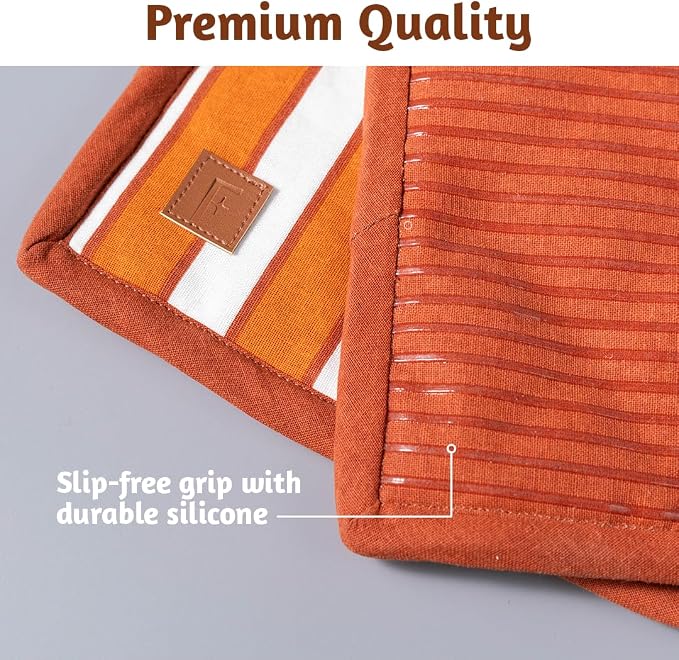 Folkulture Pot Holders for Kitchen | Pack of 2 Ribbed Soft Silicone Hot Pads - Image 7