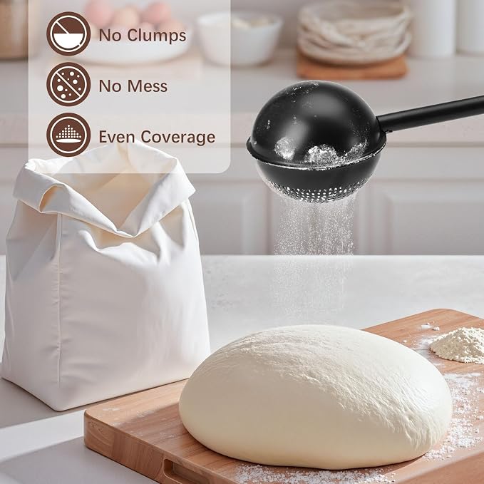 HULISEN Flour Duster for Baking, One-Handed Operation, 304 Stainless Steel - Image 2