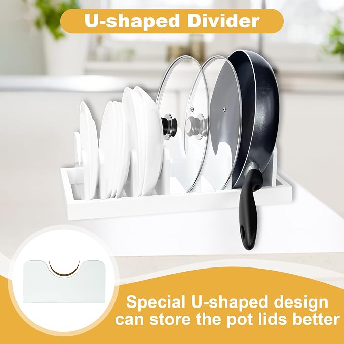 MinBoo Bamboo Pot Lid Organizer Pot Lid Holder, Pot and Pan Organizer Drawer - Image 2