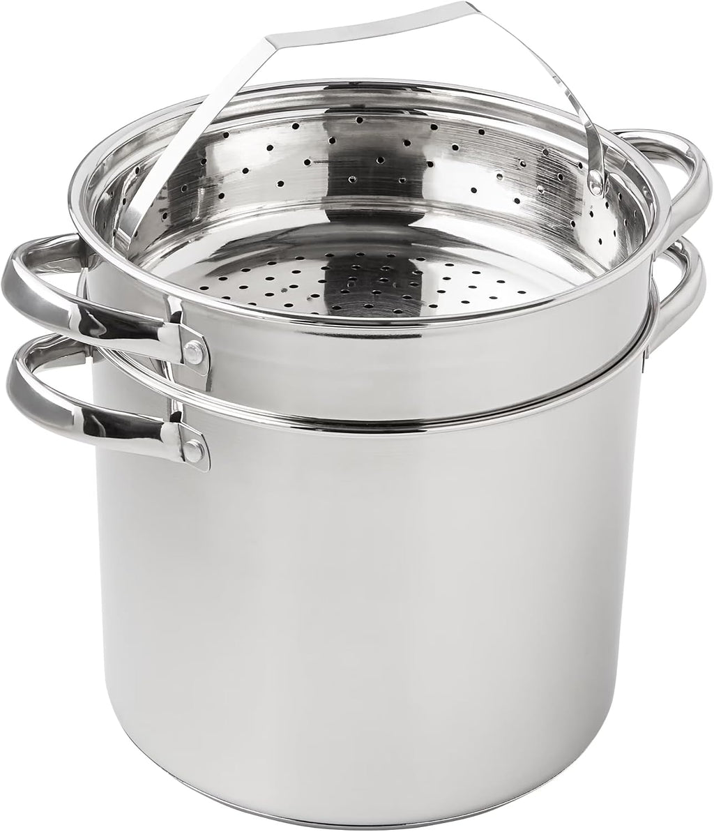 4-Piece Stainless Steel 8 Qt Multi-Cooker Set with Colander, Steamer