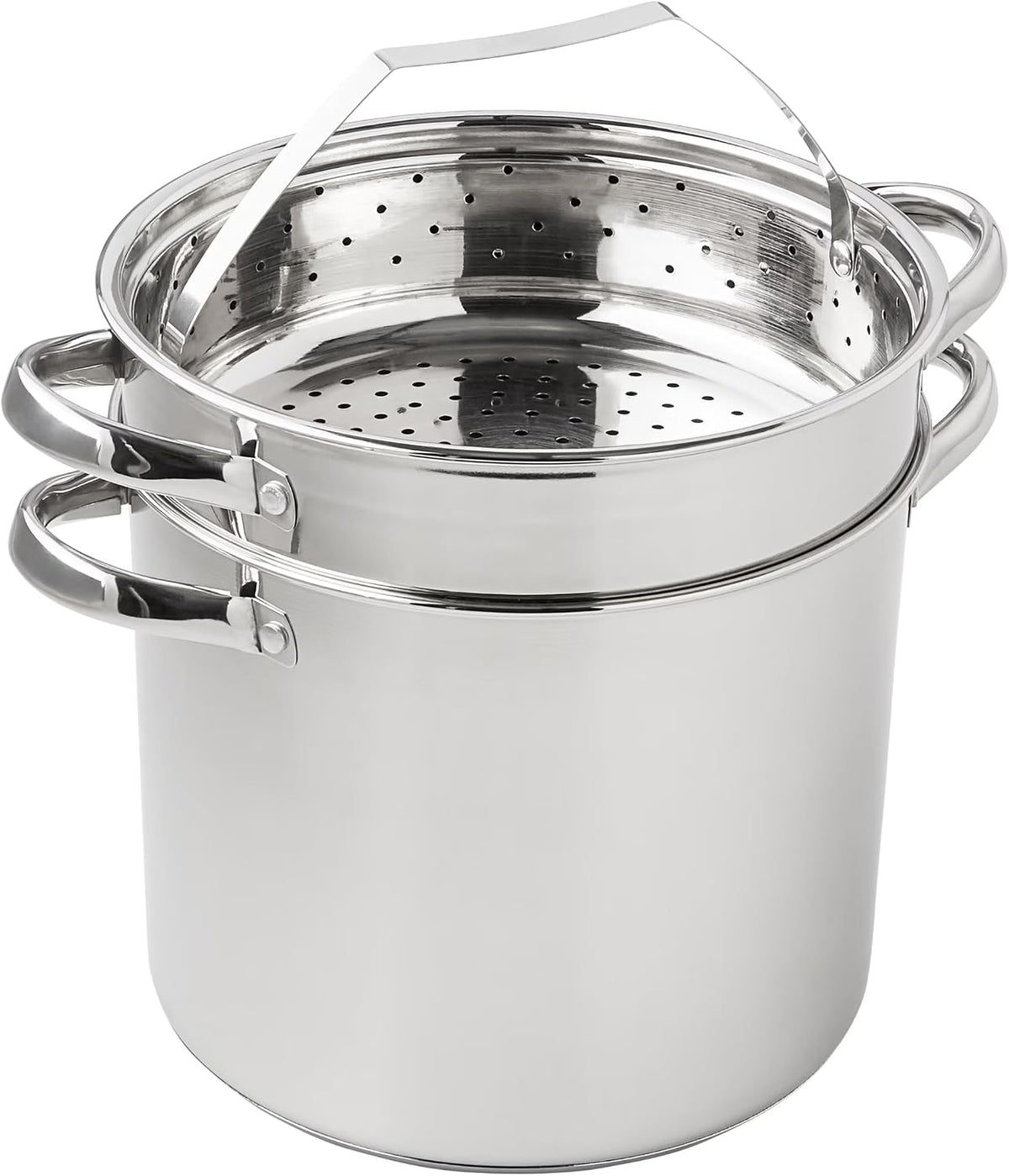 4-Piece Stainless Steel 8 Qt Multi-Cooker Set with Colander, Steamer