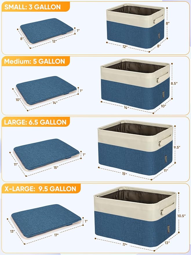 BALEINE 3 Pack Fabric Closet Storage Bins - Image 2