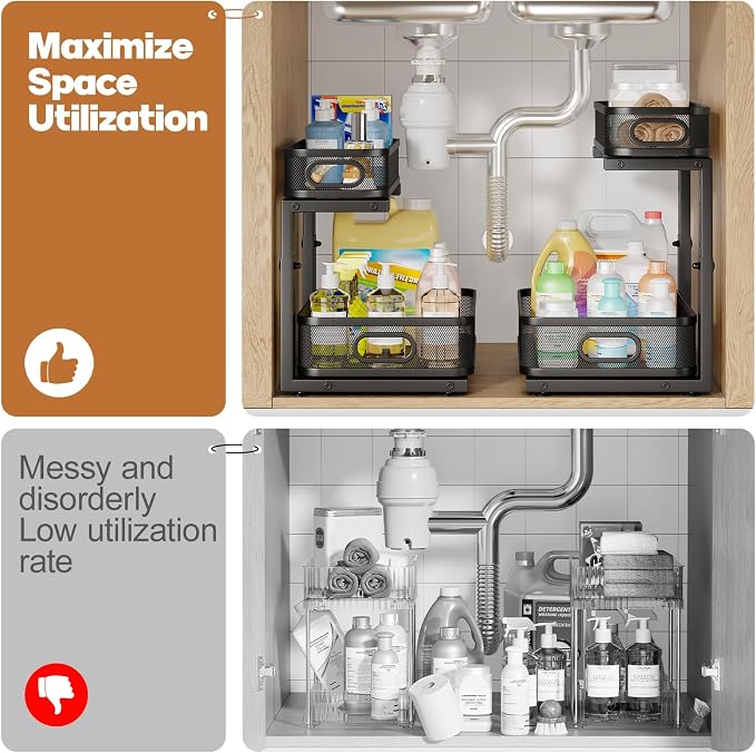 2 Pack 15.7IN-Depth Under Sink Organizer - Image 5