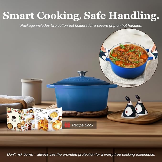 Overmont Enameled Cast Iron Dutch Oven - 7QT Pot - Heavy-Duty Cookware - Image 6
