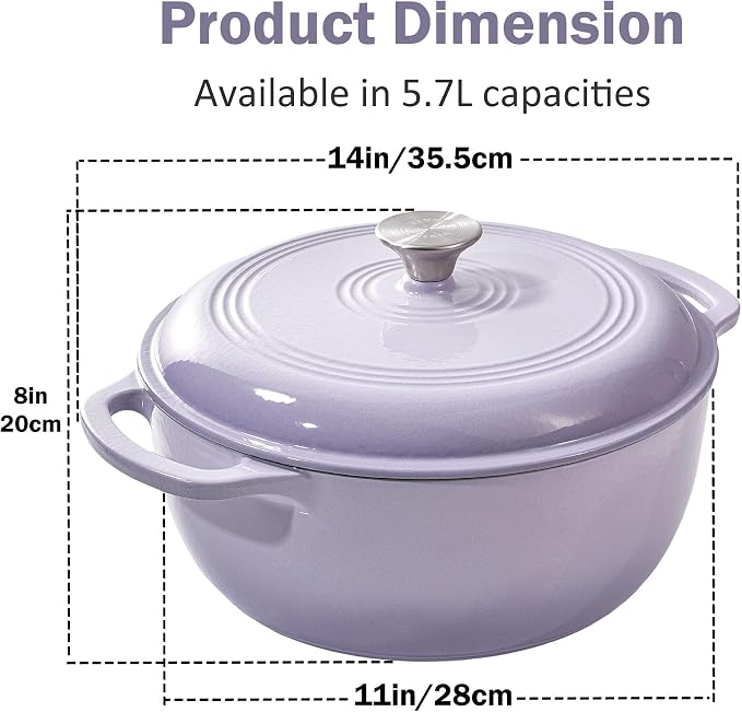 Vivicreate 6 Quart Enameled Cast Iron Dutch Oven Pot - Image 4