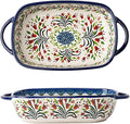 Vintage Style Tulip Flower Pattern Ceramic Bakeware Casserole Dish Baking Pan by Bicuzat