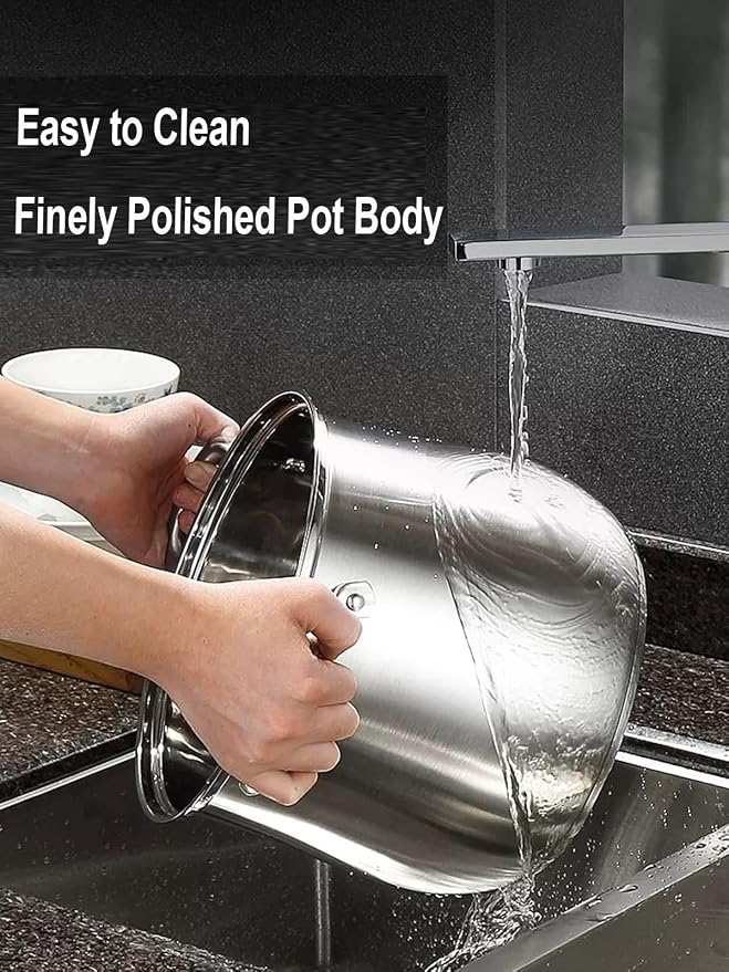 Stainless Steel Stock Pot, 12 Quart Heavy Duty Induction-Compatible - Image 4