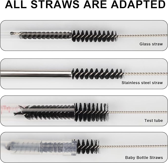 Ixiaoyoo Straw Cleaner Brush Set, 12 Pieces Botthle Cleaning Brush and Nylon - Image 4