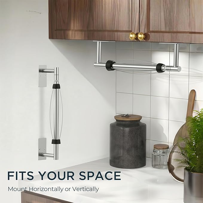 FORIOUS Paper Towel Holder Under Cabinet, Single Hand Operable - Image 5