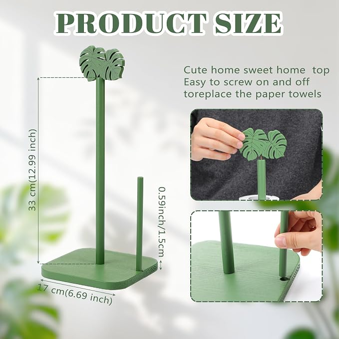 Leinuosen Monstera Leaves Paper Towel Holder Tropical Monstera Wooden Paper - Image 2