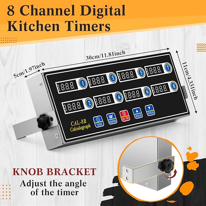 Relaxweex 1 Pack Commercial 8 Channel Digital Kitchen Timer, Wall Mount or - Image 2