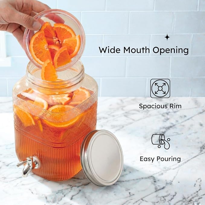 Godinger Drink Dispenser 2 Gallon, Large Glass Water Dispenser - Image 5
