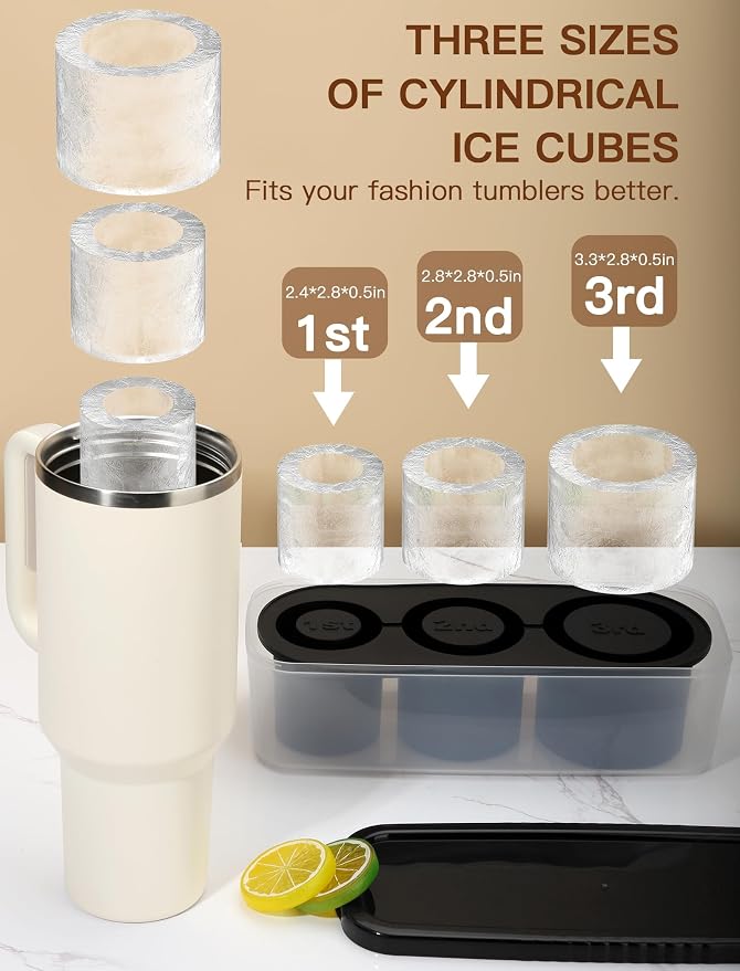 Ice Cube Tray for Tumbler Cup 30Oz-40Oz, Easy Fill and Release Ice Maker for - Image 2