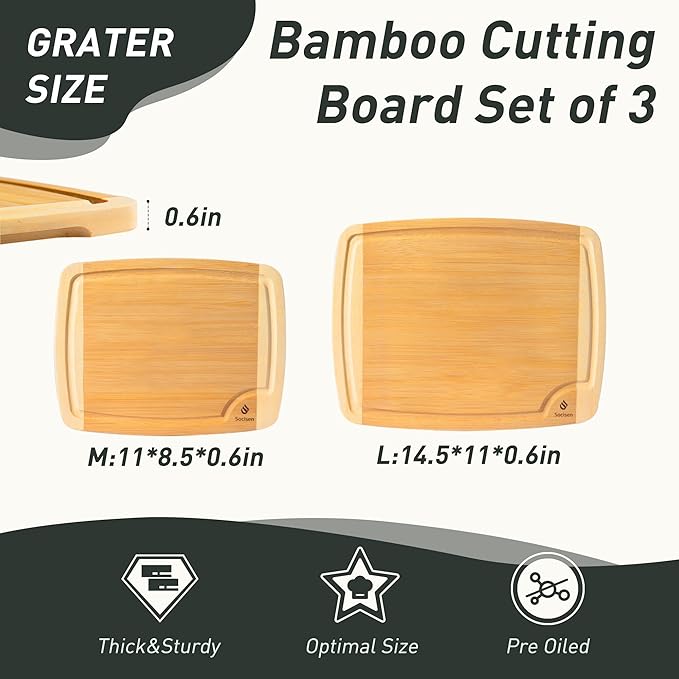 Bamboo Cutting Board Set Non Slip Feet Over Sink Brides Her Wedding Day Bridal - Image 2