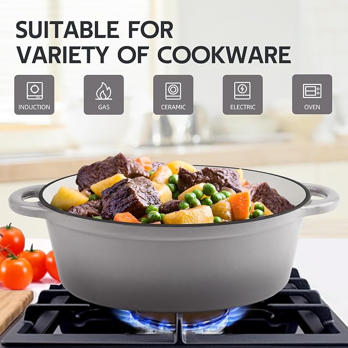 5.5 Quart Oval Enameled Cast Iron Dutch Oven Pot - Image 6