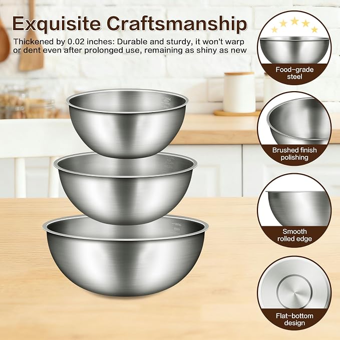 Gronivex Stainless Steel Mixing Bowls Set of 3 - Image 2