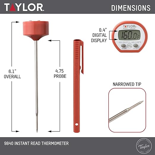 Taylor Instant Read Digital Meat Food Grill BBQ Cooking Kitchen Thermometer - Image 3