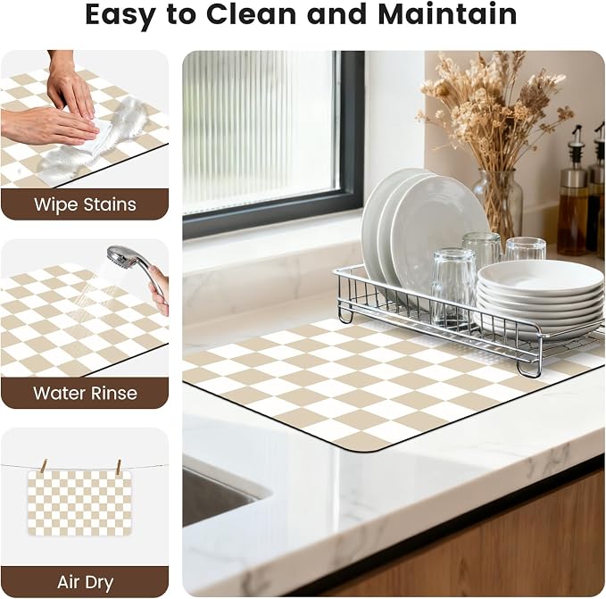 16" x 24" Checkered Dish Drying Mat - Image 7
