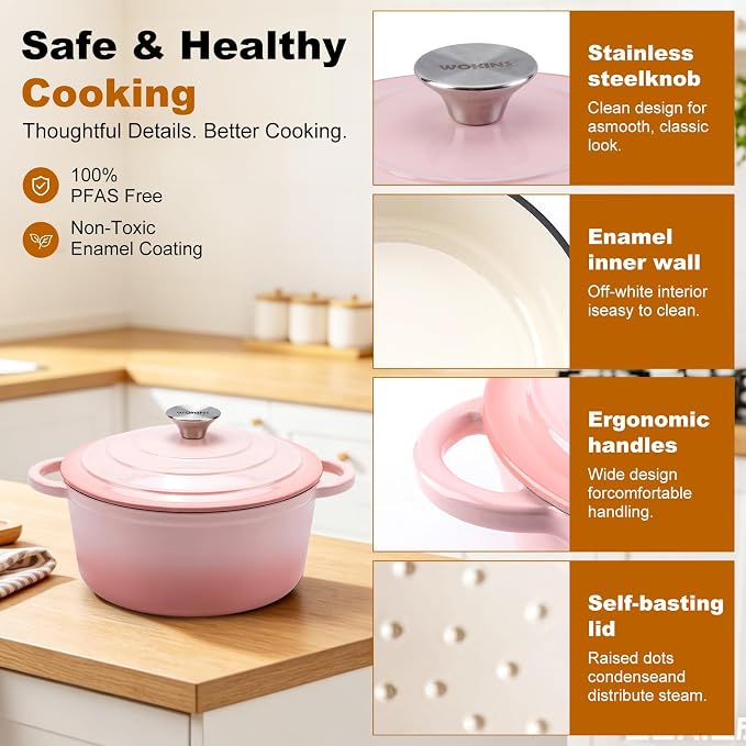 Enameled Cast Iron Dutch Oven - 4QT Pot - Image 6