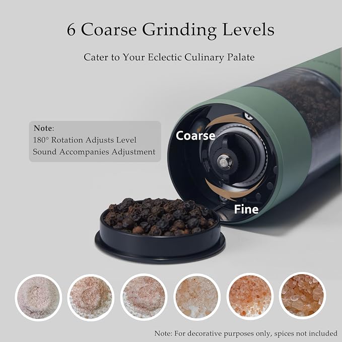 TLYSXPRO Electric Salt and Pepper Grinder Set, USB Rechargeable, Automatic Salt - Image 5