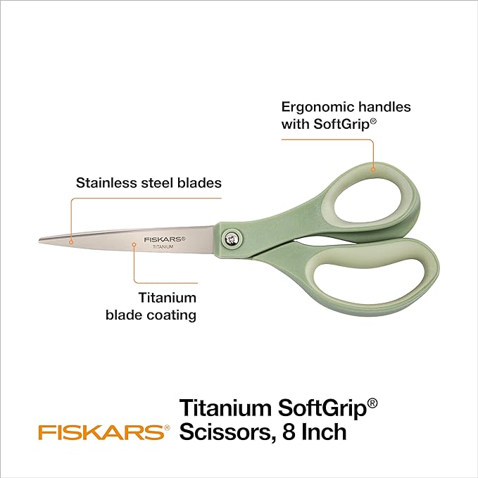 Fiskars 8” Comfort Grip Titanium Multipurpose Scissors - Image 2