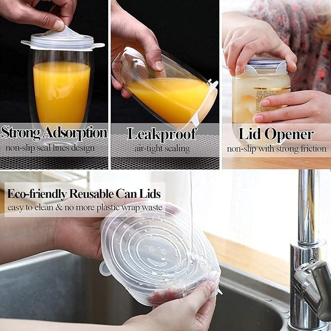 Silicone Can Lids, Reusable Silicone Stretch Lids - Image 6