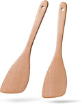 2PCS Wooden Spatulas for Cooking, 12.8inch Coated Beech Wood Turners for Frying by HEFILD