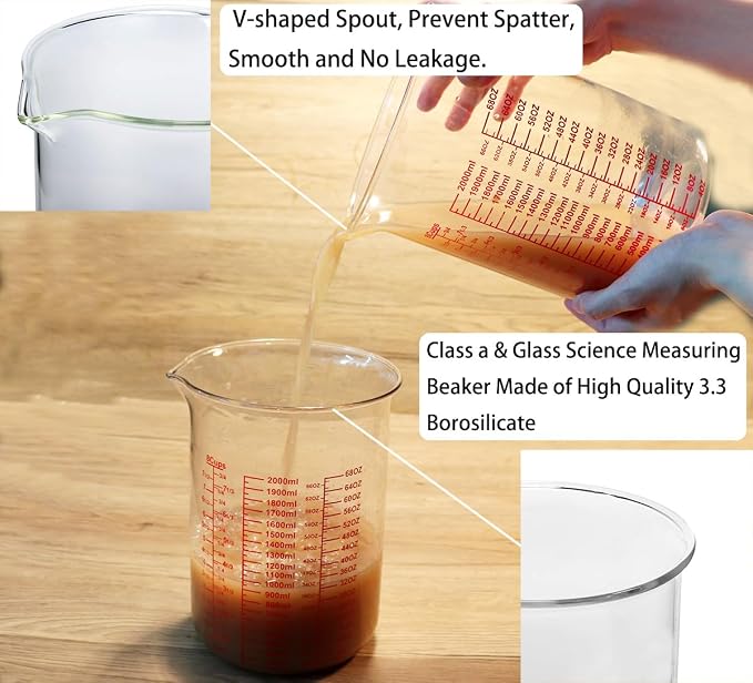 High Borosilicate Glass Measuring Cup-V-Shaped Spout，Glass Measuring Beaker - Image 2