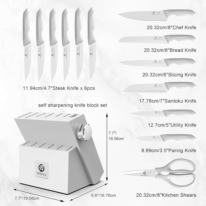 imarku 14-Piece Kitchen Knife Set, Ultra-Sharp Steak Knives Set of 6, Ergonomic - Image 5