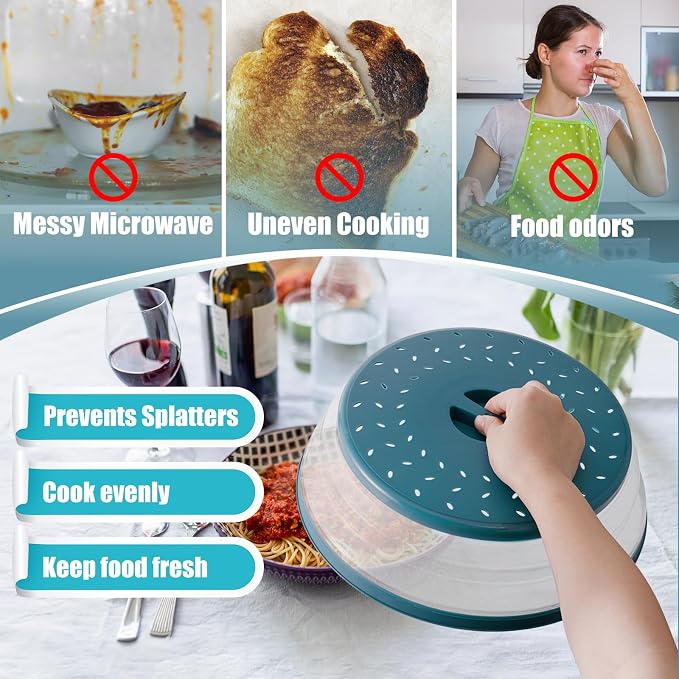 Large Microwave Splatter Cover & Silicone Mat, 12 Inchs Vented Collapsible - Image 4