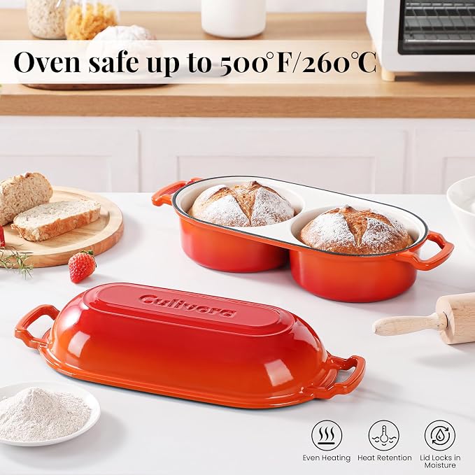 Cast Iron Bread Pan with Lid, Mini Enamel Sourdough Baking Dutch Oven Pot - Image 3