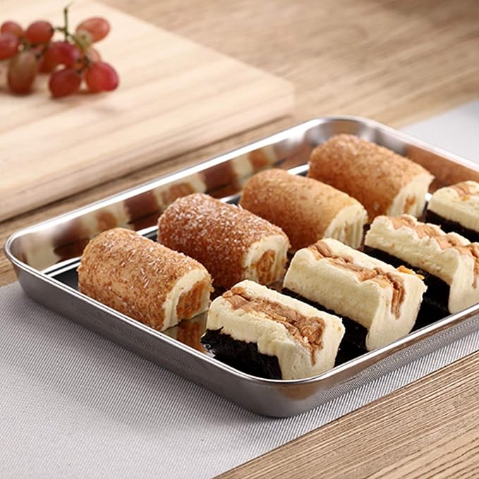Baking Sheets 2 Pieces, Bastwe Stainless Steel Baking Pan Tray Cookie Sheet - Image 7