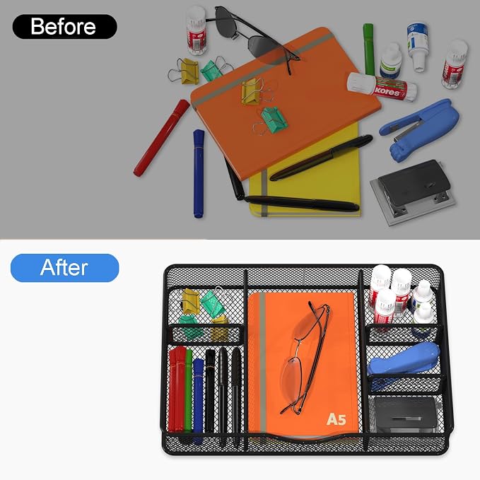 VyGrow Desk Drawer Organizer, Metal Mesh Drawer Organizer Tray - Image 2