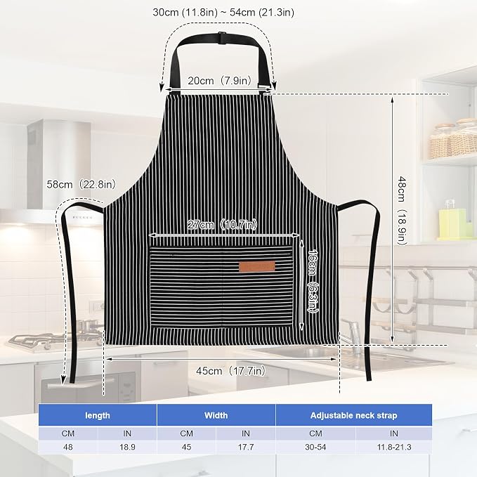 2 Pack Stripes Kids Apron, Kids Cooking Aprons - Image 2