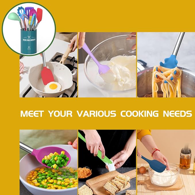 Umite Chef Kitchen Utensils Set, Non-stick Silicone Stainless Steel Handle - Image 3