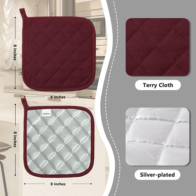 Joyhalo 4 Pack Pot Holders for Kitchen, Cotton Oven Holder - Image 2