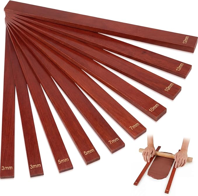 Sasylvia 10 Pcs Pottery Rolling Pin Guides Wood Teaching Rolling Mud Stick by Sasylvia