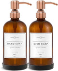 Vine Creations Amber Glass Soap Dispenser, 2 Pack Kitchen Soap Dispenser Set by VineCreations
