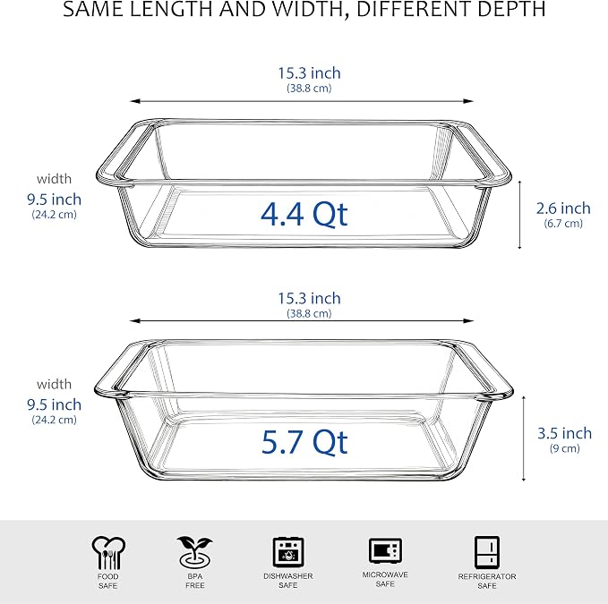 Set of 2 pcs Tempered Glass Baking Dish Set, Deep and Classic Borosilicate - Image 2