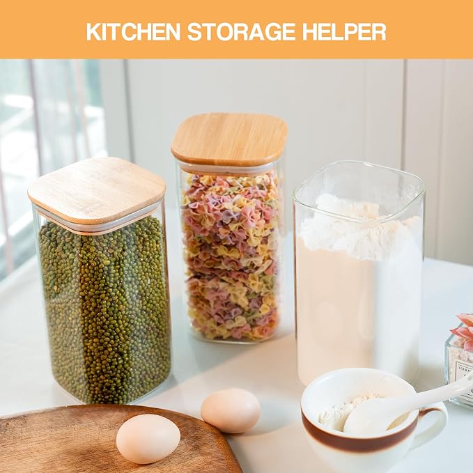 Glass Storage Jars 6 Pack -50ozClear Glass Food Storage Containers - Image 4