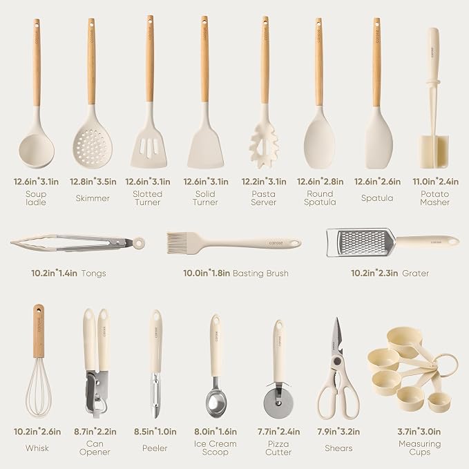 CAROTE 22pcs Silicone Cooking Utensils Set, 446°F Heat Resistant Kitchen - Image 2