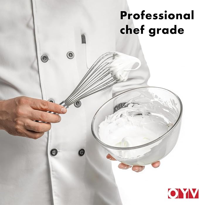 OYV 18/10 Stainless Steel Whisk, Ergonomic Handle, Dishwasher Safe Metal whisk - Image 9