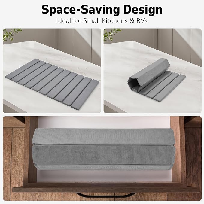 Large Stone Dish Drying Mats for Kitchen Counter, Eco-Friendly Absorbent - Image 3