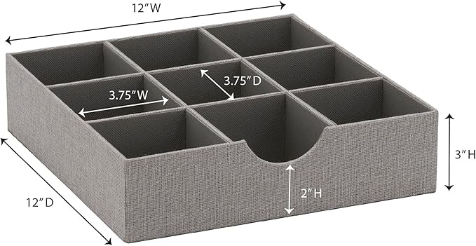 Household Essentials Grey 728-1 Deep 9 Section Drawer Organizer Box - Image 7