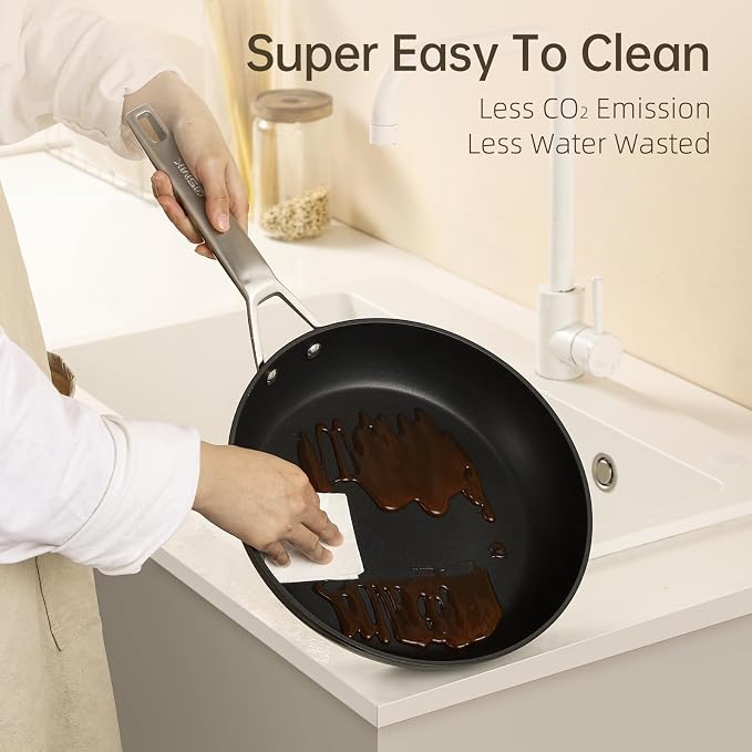 MsMk Nonstick Frying Pan, 12 InchTitanium and Diamond Non Stick Pan, Sturdy and - Image 6