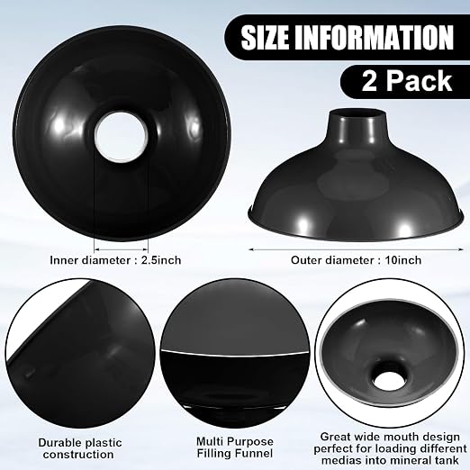 Vesici 2 Pack Extra Large Wide Mouth Funnel Black 2.5" x 10" Multi Purpose - Image 2