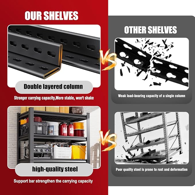 Set 2 Garage Shelving-3000 lbs 5 Tier Storage Shelves, Adjustable Heavy Duty - Image 4